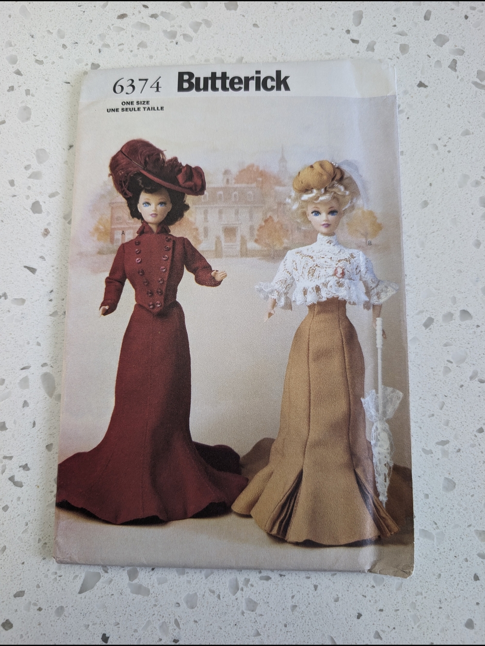 Vintage Butterick Barbie Doll Pattern - Burgundy and Camel Maxi Doll Skirts